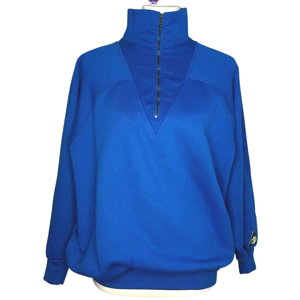 Vintage Swatch Quarter Zip Pullover Big Spellout Sweatshirt Blue Unique
